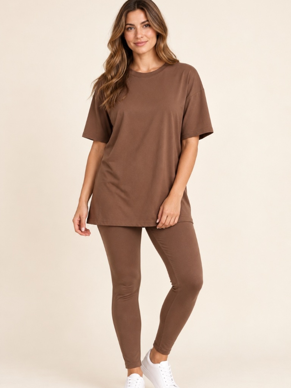 Zenana Brown Buttery Soft Tunic Top & Leggings Set